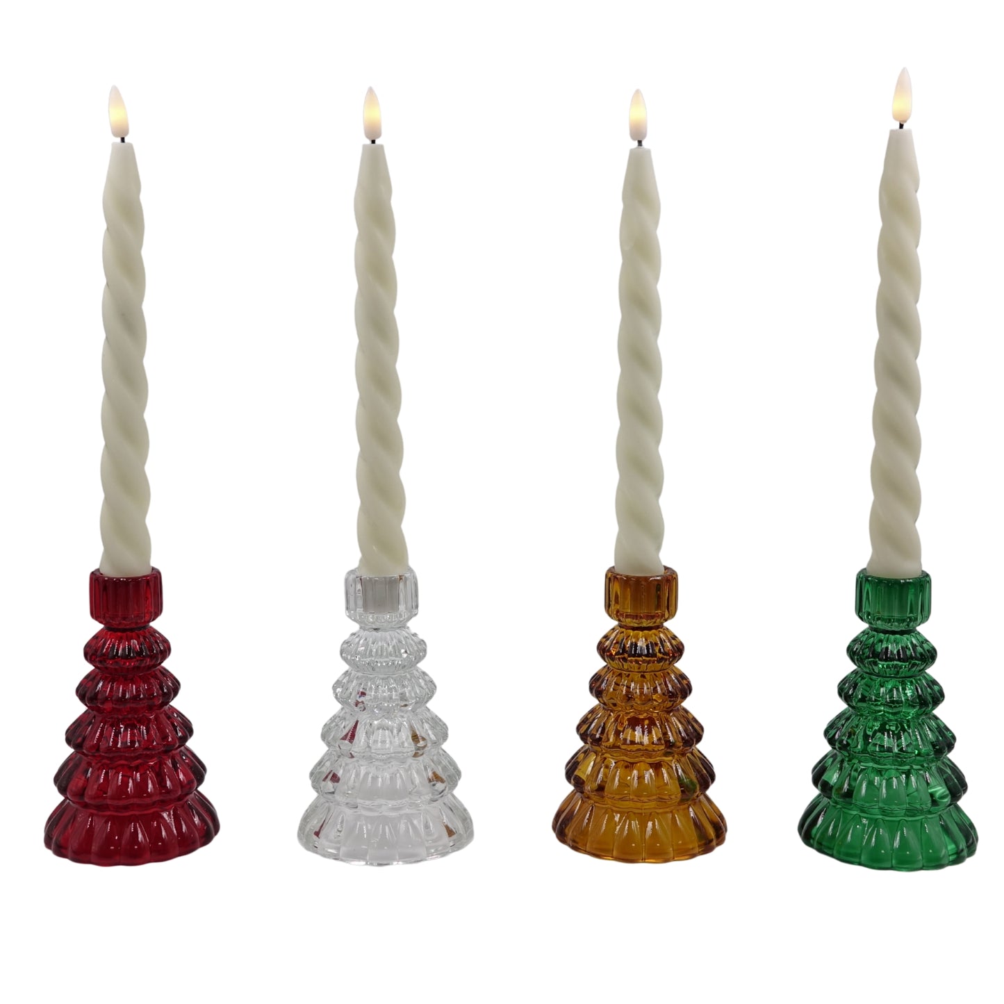 Large Christmas Tree Candle Holders - Various Colours