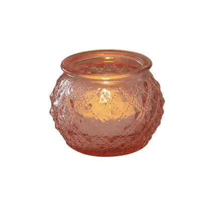 Round Glass Tealight Holders - Pink