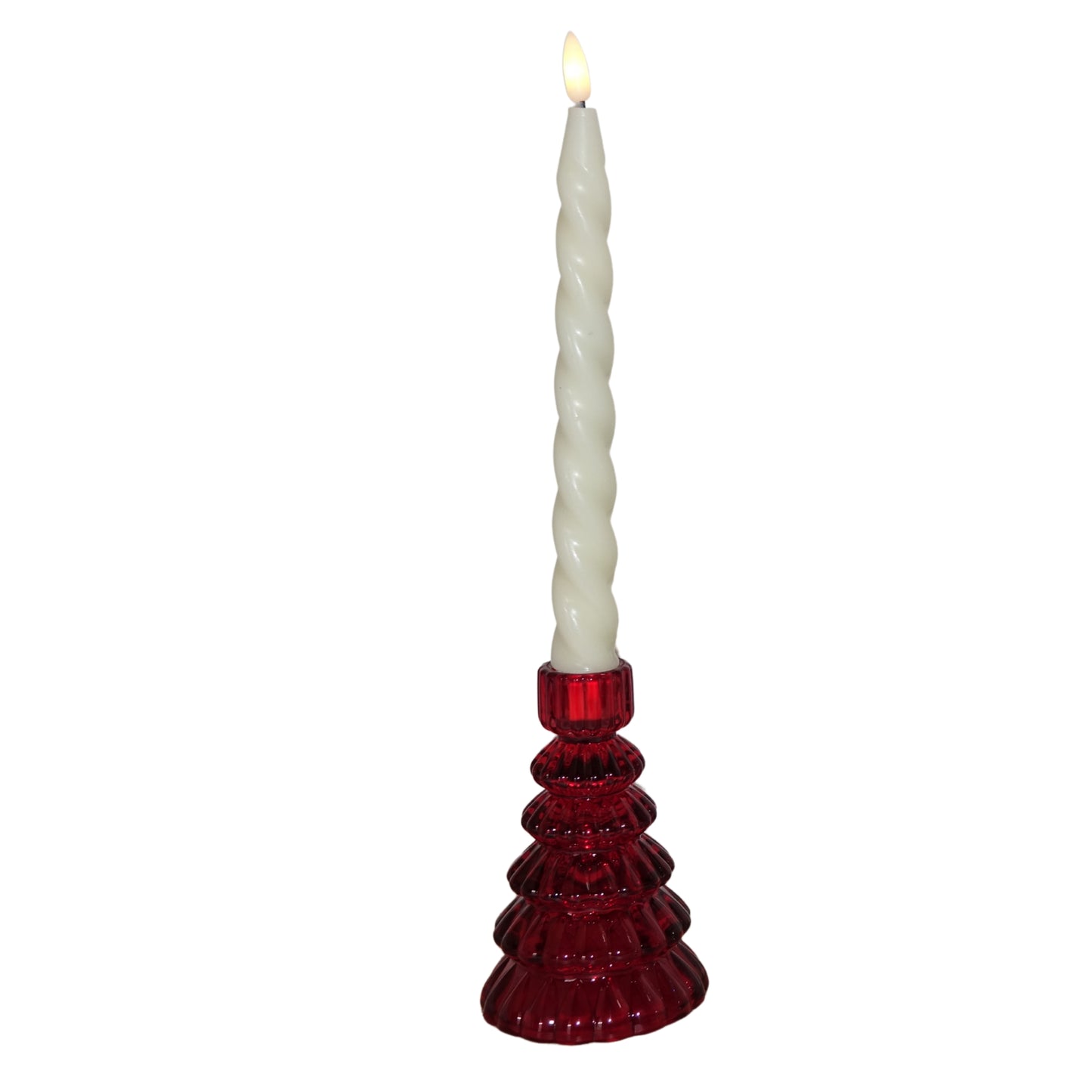 Large Christmas Tree Candle Holders - Holly Berry Red