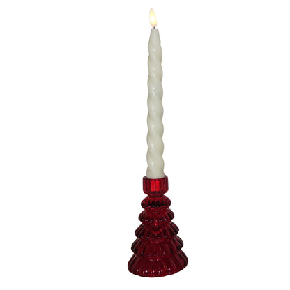 Large Christmas Tree Candle Holders - Holly Berry Red