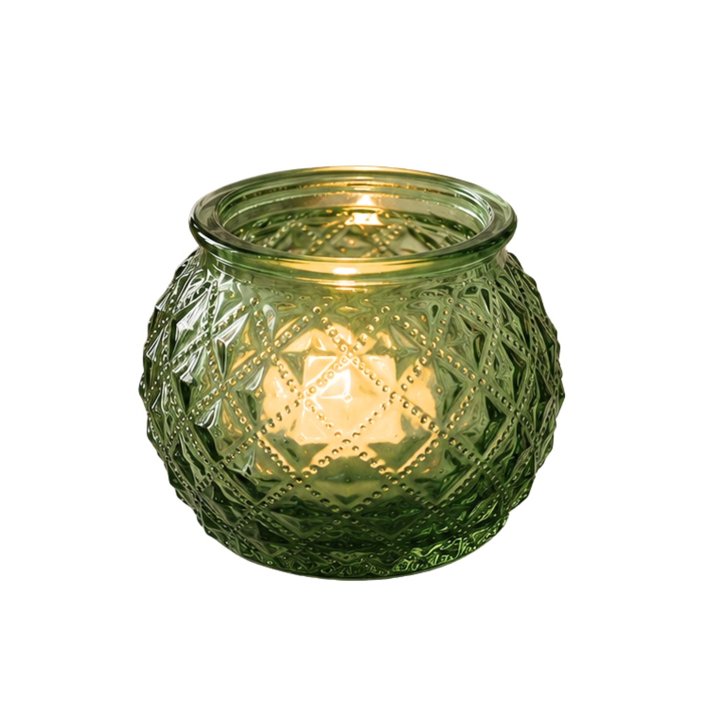 Round Glass Tealight Holders - Green