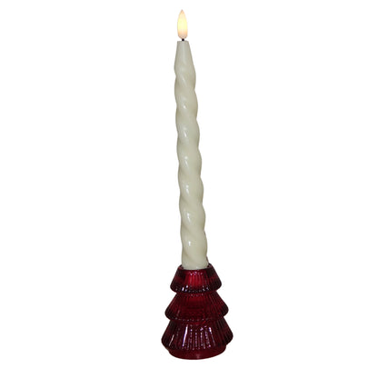 Small Christmas Tree Candle Holders - Holly Berry Red