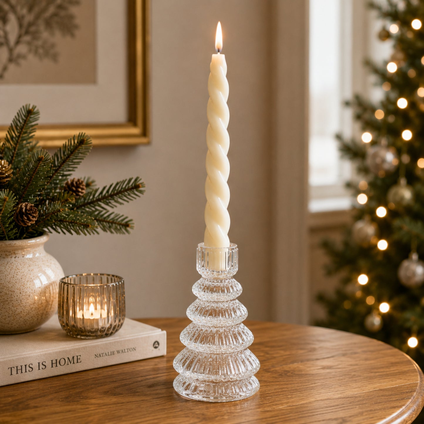 Large Christmas Tree Candle Holders - Various Colours
