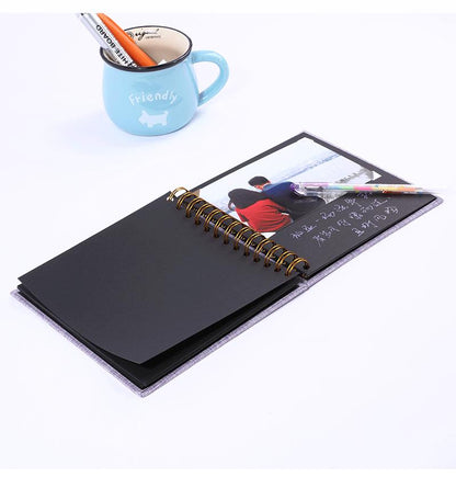 Woodside Home Living Linen Cover Scrap Book Style Photo Album 17cm x 17cm - Various Colours