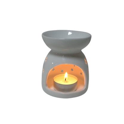 White Ceramic Wax Burner - Stars Design