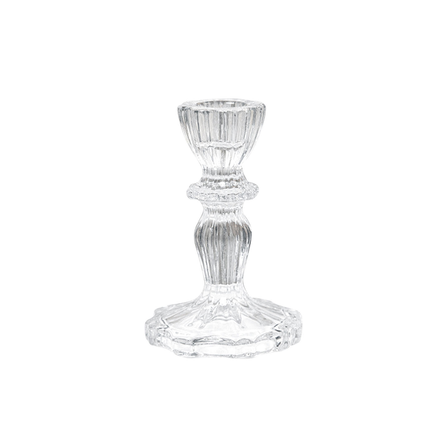 Glass Dinner Candle Holder Ribbed Design - Various Sizes	