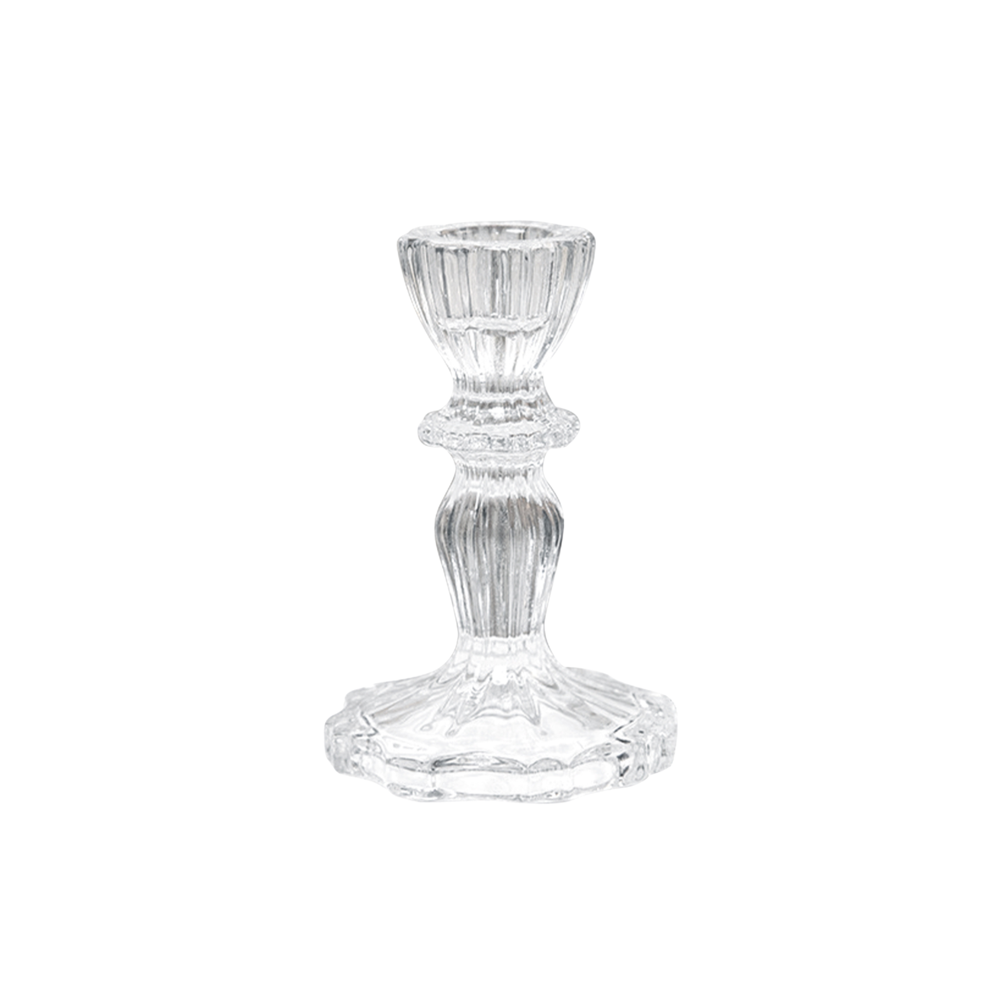 Glass Dinner Candle Holder Ribbed Design - Various Sizes	