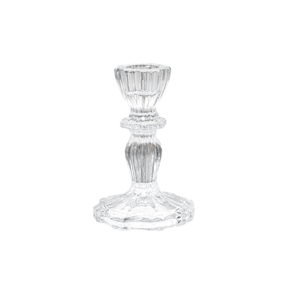 Glass Dinner Candle Holder Ribbed Design - Various Sizes	