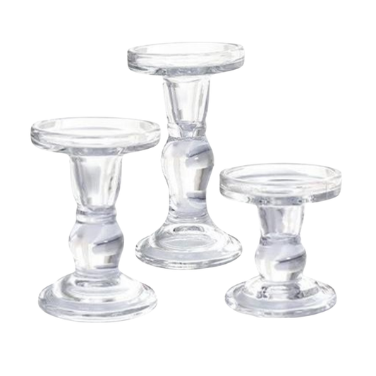Glass Pillar Candle Holders - Clear
