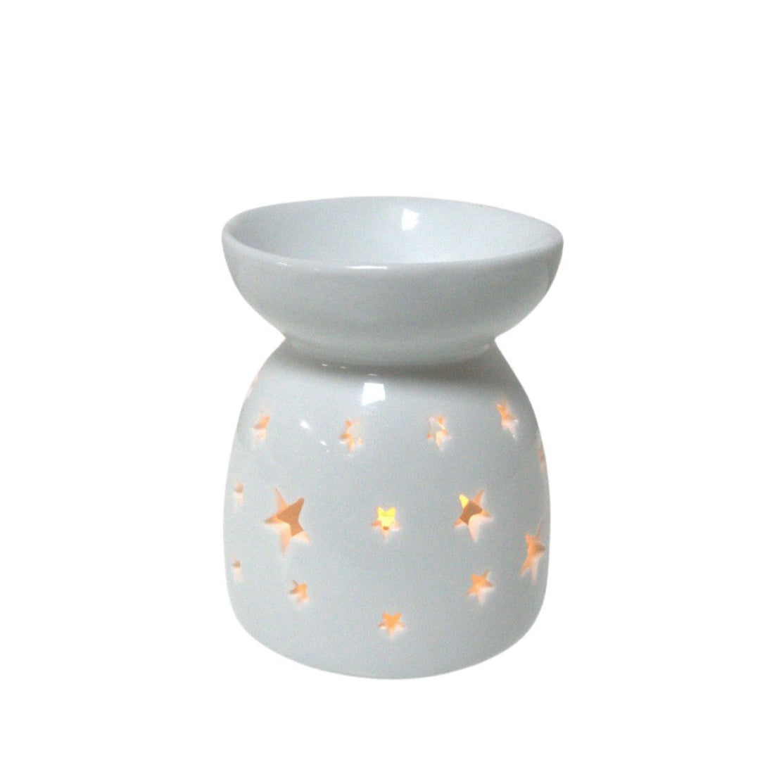 White Ceramic Wax Burner - Stars Design