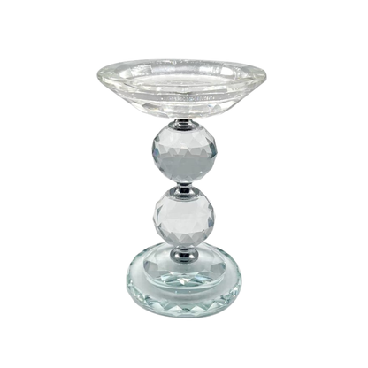 Glass Pillar Candle Holder Crystal Ball Design - Various Sizes