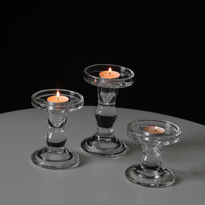 Glass Pillar Candle Holders - Clear