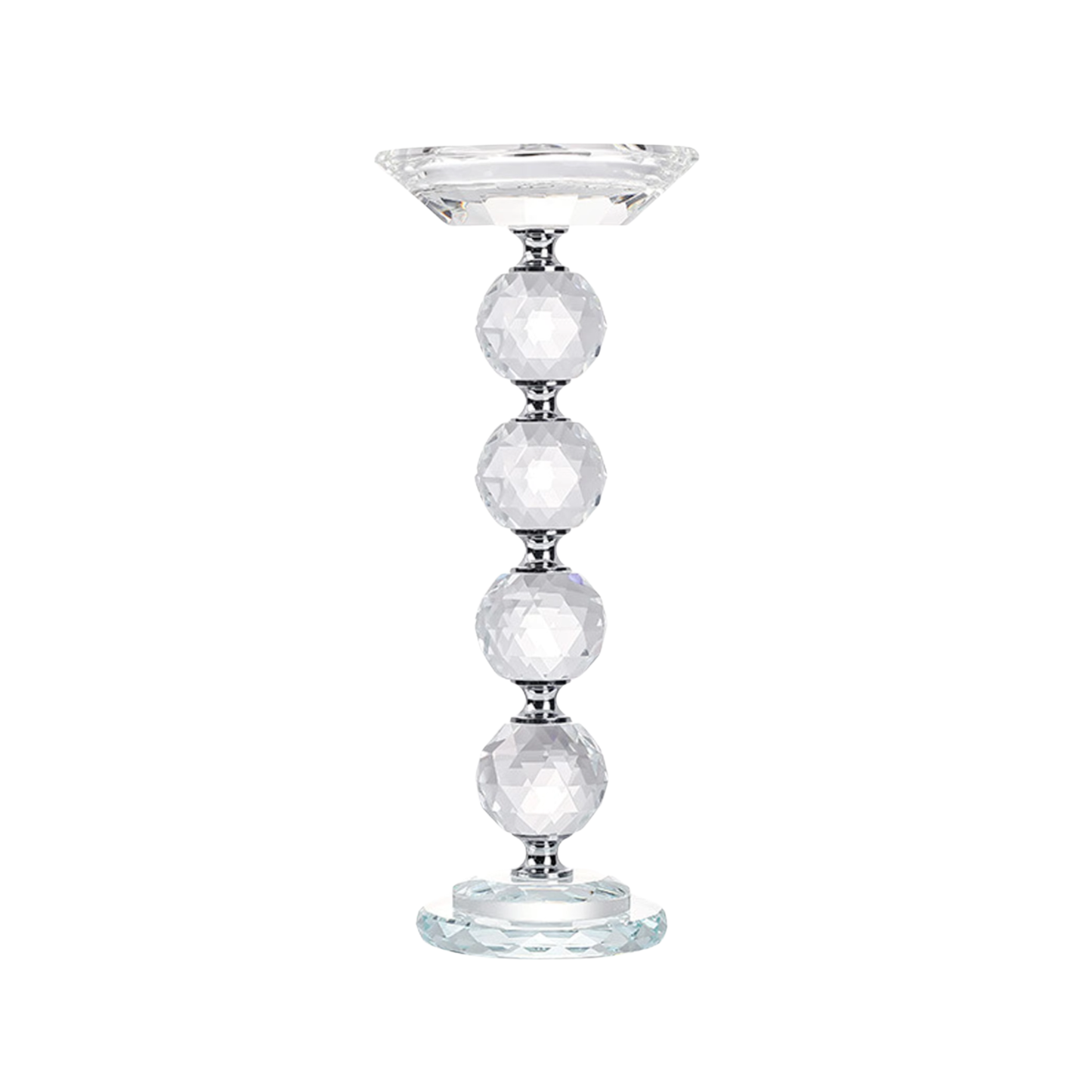 Glass Pillar Candle Holder Crystal Ball Design - Various Sizes