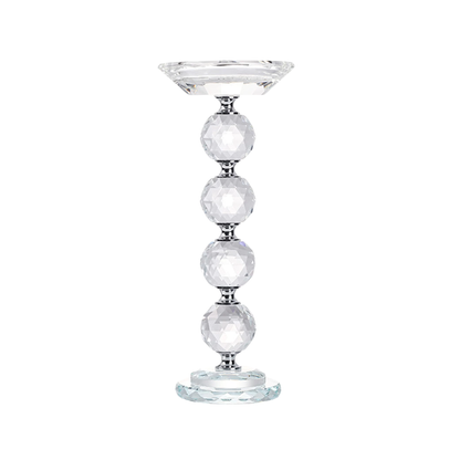 Glass Pillar Candle Holder Crystal Ball Design - Various Sizes