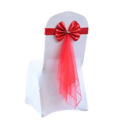 Stretch Chair Cover Band with Satin Bow - Various Colours
