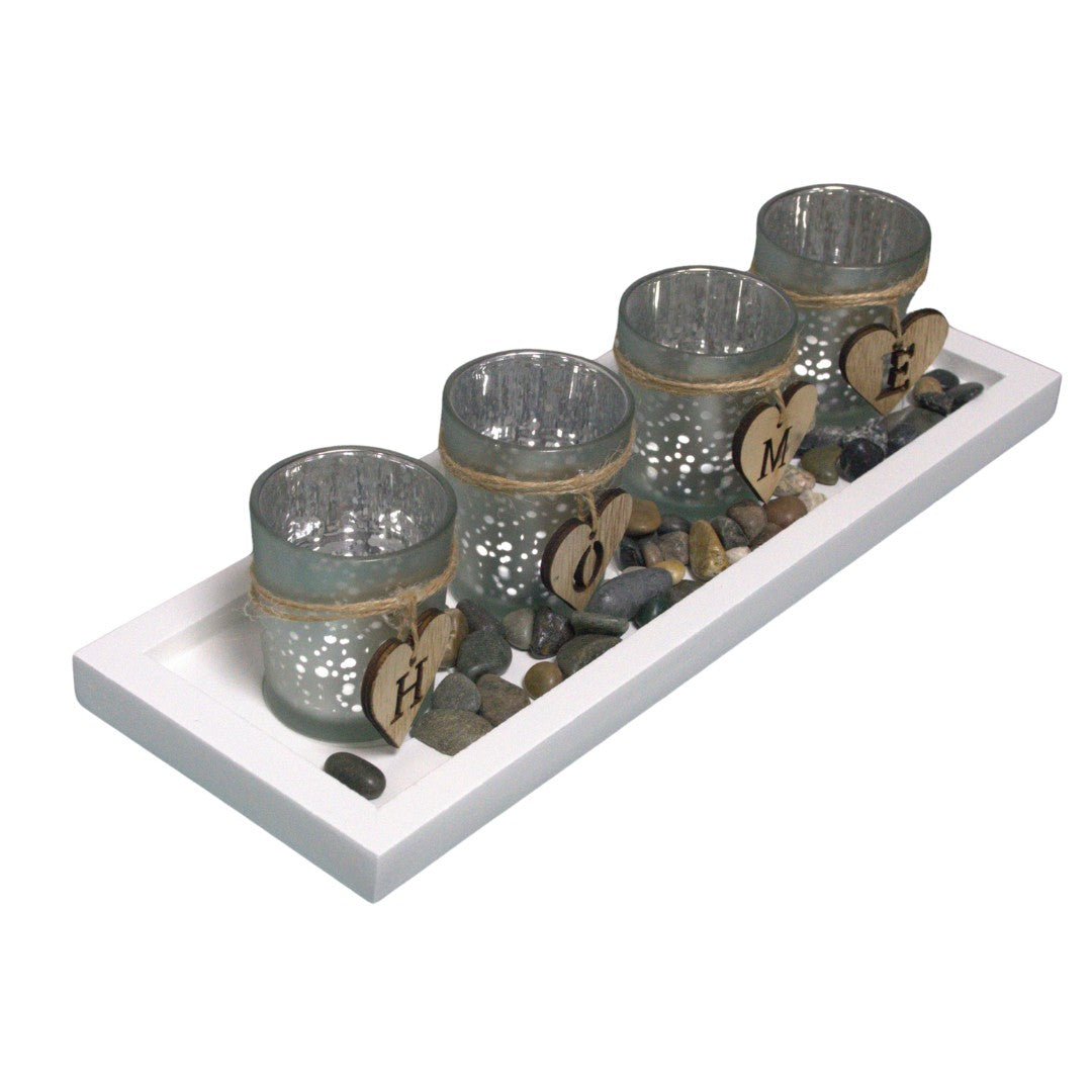 Woodside Home Living - Tealight / Votive Candle Holder White Tray - Various Designs