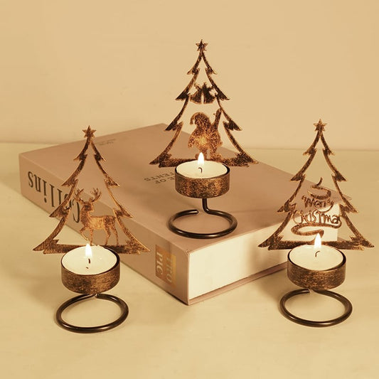 Christmas Tree Metal Tealight Candle Holder - Various Designs