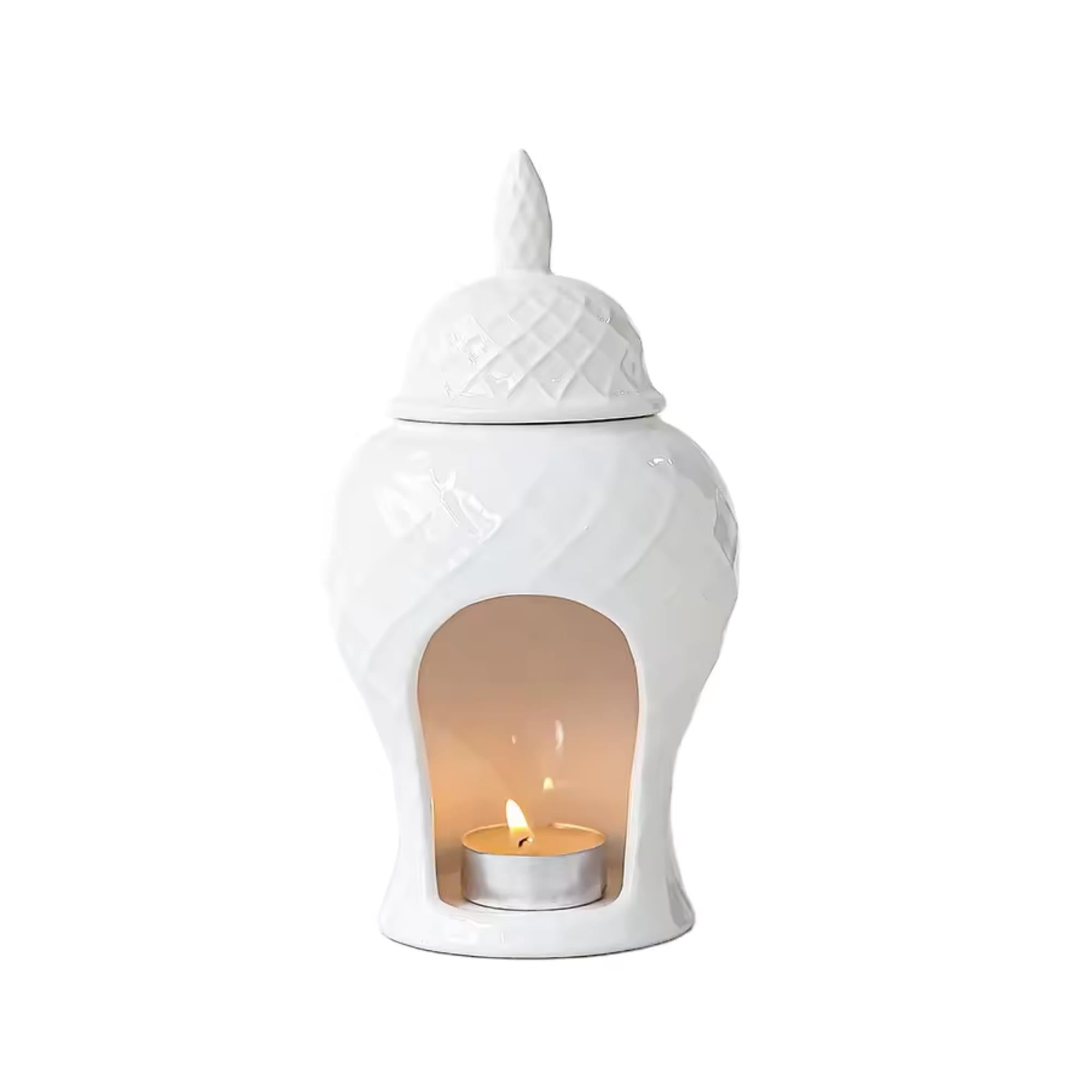 White Ceramic Ginger Jar  Wax Melt/Oil Burner