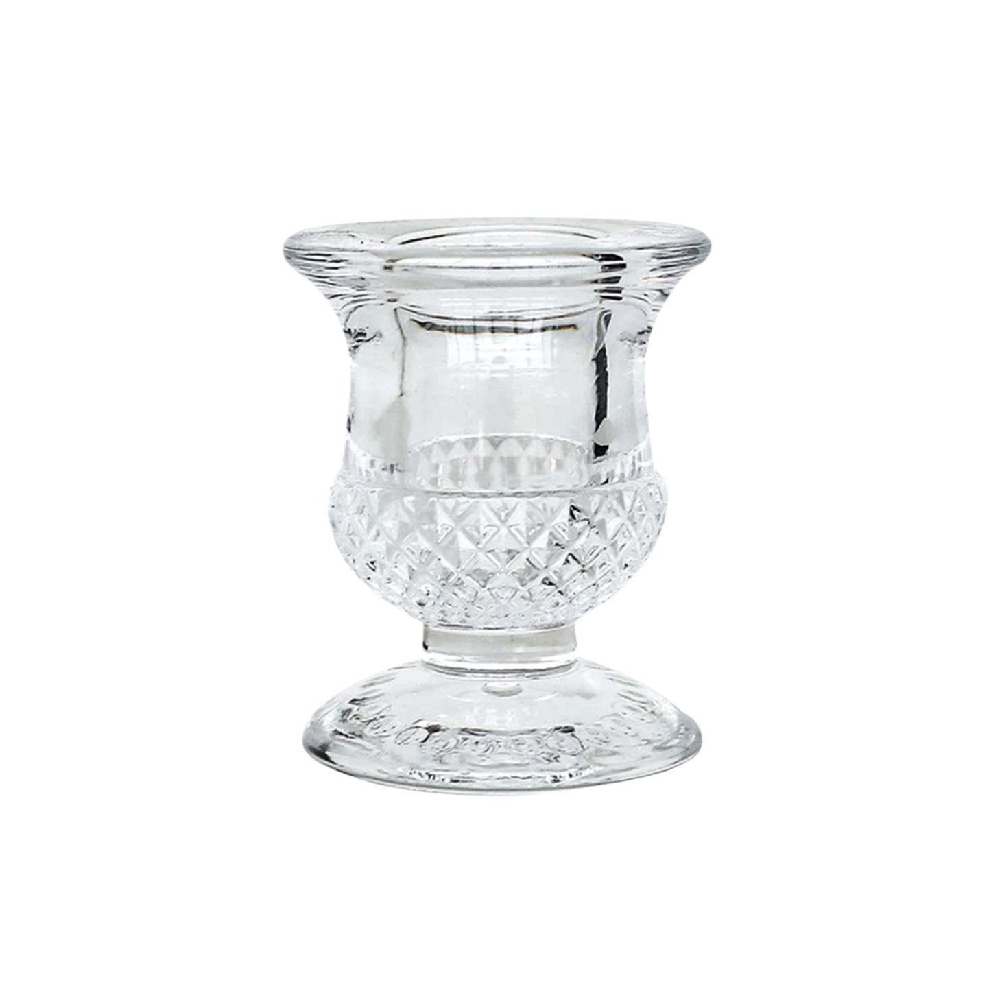 Clear Glass Candlestick Holder 6cm - Acorn Design