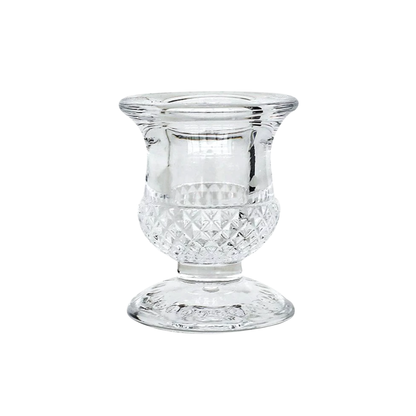 Clear Glass Candlestick Holder 6cm - Acorn Design
