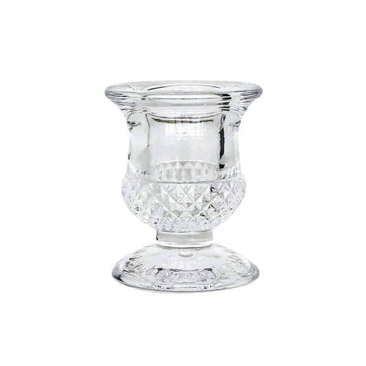Clear Glass Candlestick Holder 6cm - Acorn Design