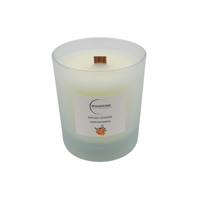Woodside Home Fragrance Wooden Wick Glass Scented Candle - Spiced Orange 