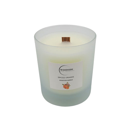 Woodside Home Fragrance Wooden Wick Glass Scented Candle - Spiced Orange 