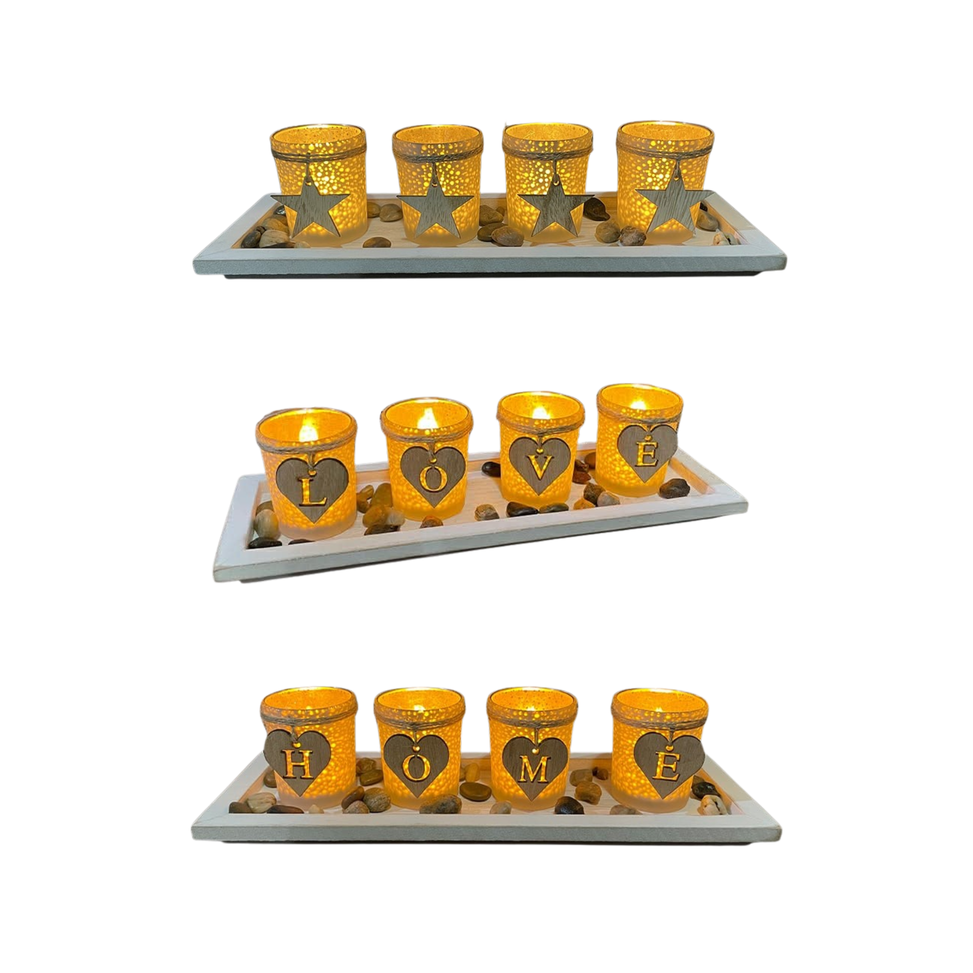 Woodside Home Living - Tealight / Votive Candle Holder White Tray - Various Designs