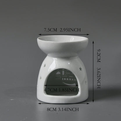 White Ceramic Wax Burner - Stars Design