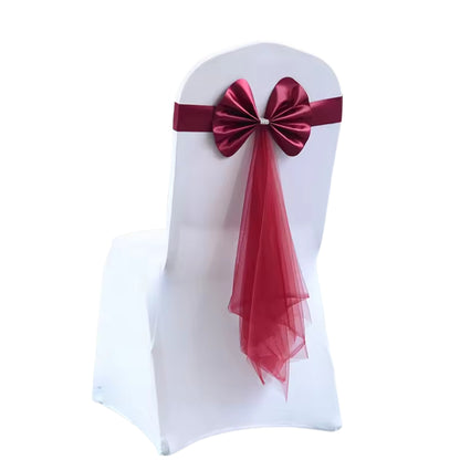Stretch Chair Cover Band with Satin Bow - Various Colours