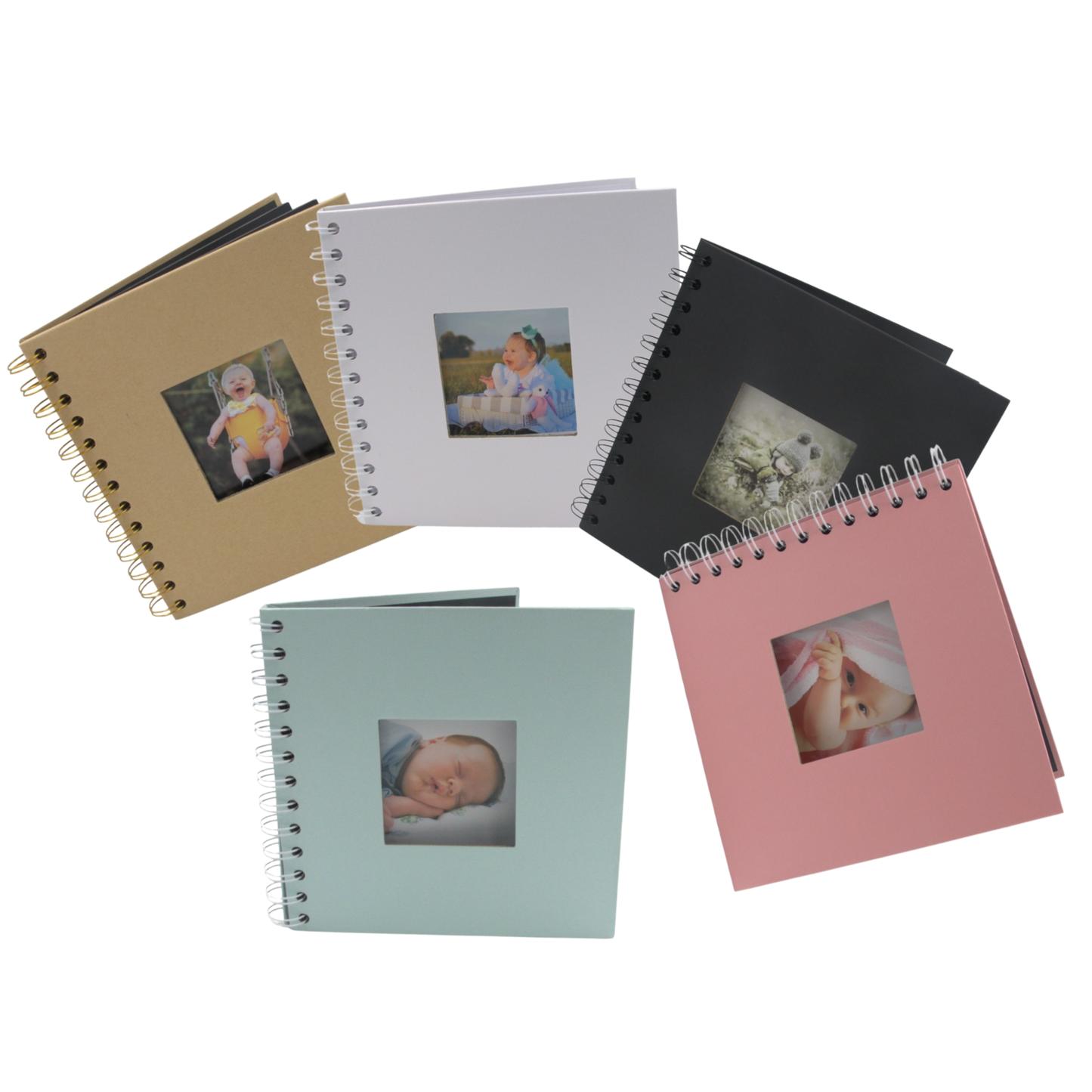 Woodside Home Living Spiral Bound Scrap Book Style Photo Album 17cm x 17cm - Various Colours