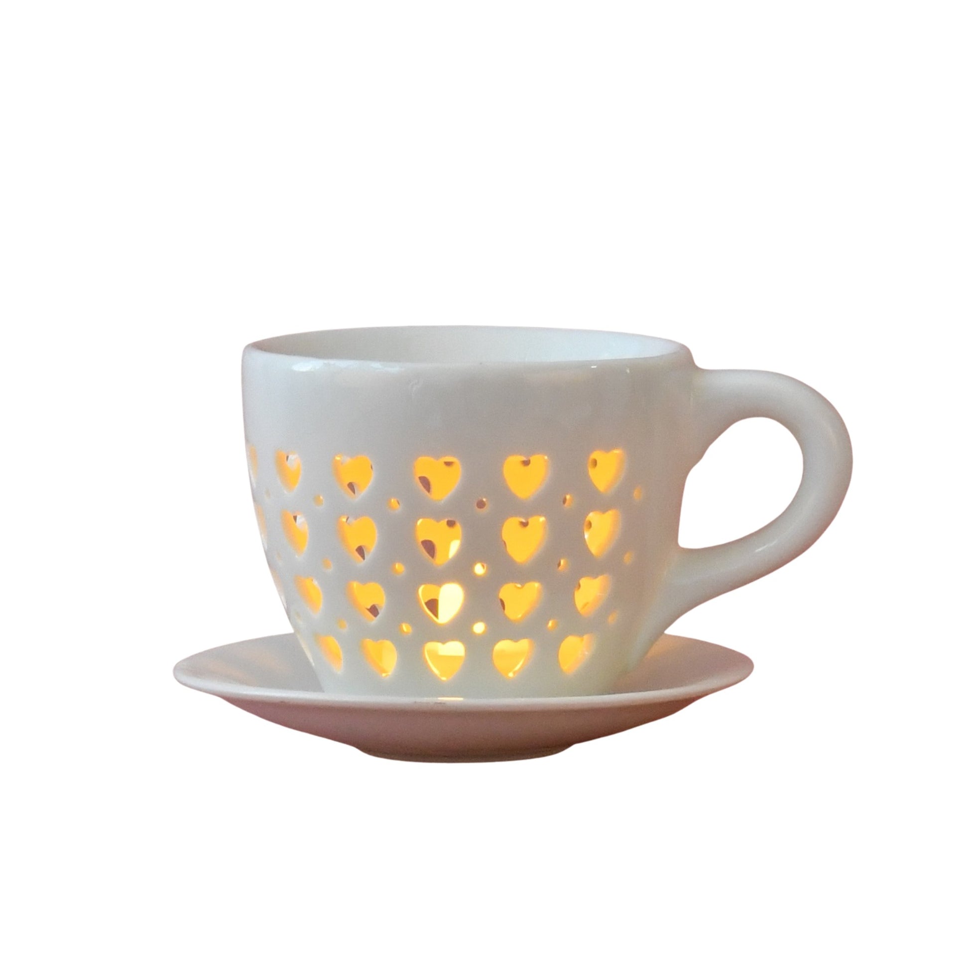 Woodside Home Living Tea Cup & Saucer Wax Melt Warmer - Hearts