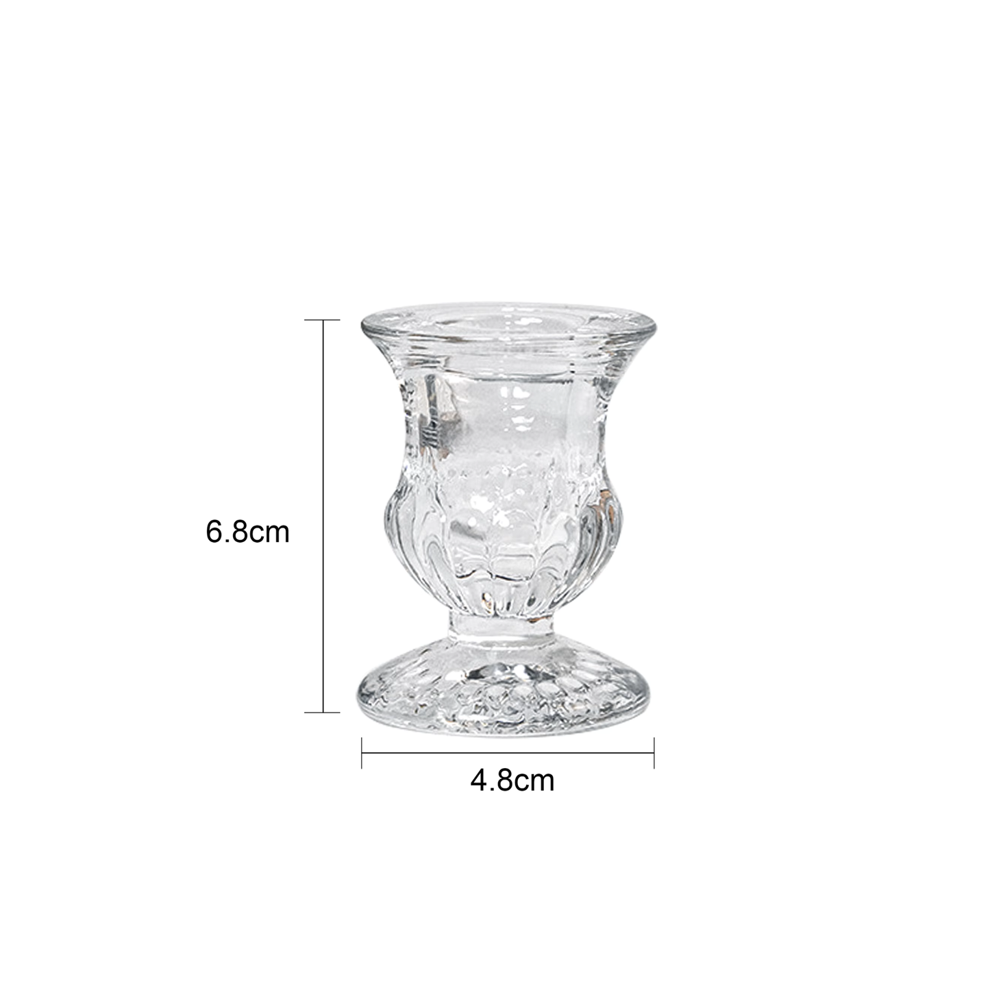 Clear Glass Candlestick Holder 6.8cm - Petal Design