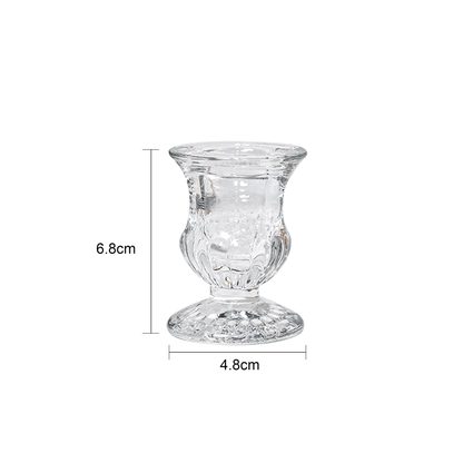 Clear Glass Candlestick Holder 6.8cm - Petal Design
