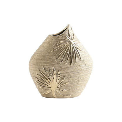 Modern Silver Vase with Decorative Leaf Pattern H17.7cm