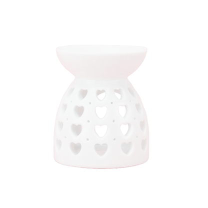 White Ceramic Wax Burner - Love Hearts Design