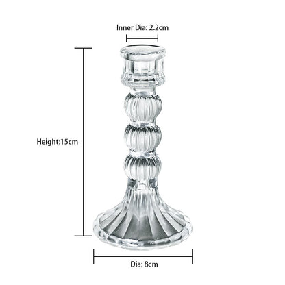Glass Dinner Candle Holder Ribbed Design - Various Sizes	